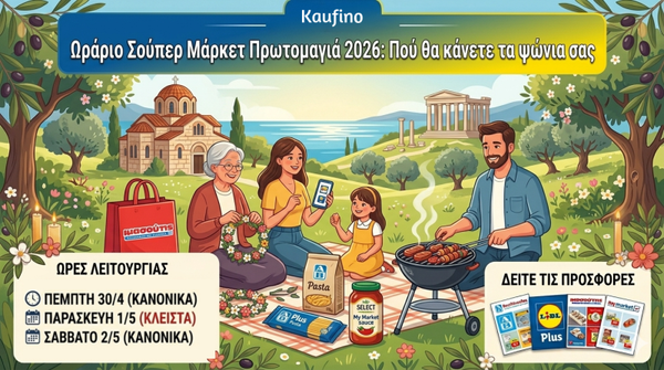 Ωράριο Σούπερ Μάρκετ Πρωτομαγιά 2026: Πού θα κάνετε τα ψώνια σας