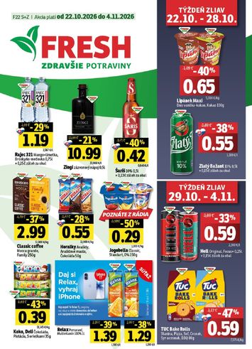 Leták FRESH - Fresh - Stredné a západné Slovensko od 22.10. do 04.11. - strana 1