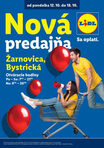 Leták Lidl - Lidl - Nová predajňa v Žarnovici od 12.10. do 18.10. - strana 1