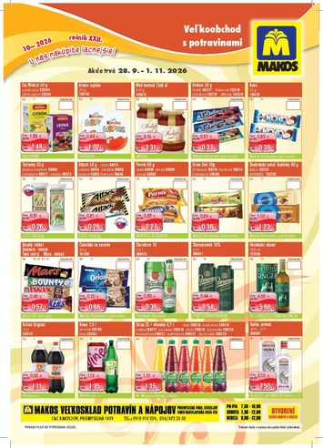 Leták Makos - Makos - Veľkoobchodný leták od 28.09. do 01.11. - strana 1