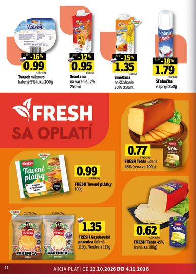 Leták FRESH - Fresh - Stredné a západné Slovensko od 22.10. do 04.11. - strana 14