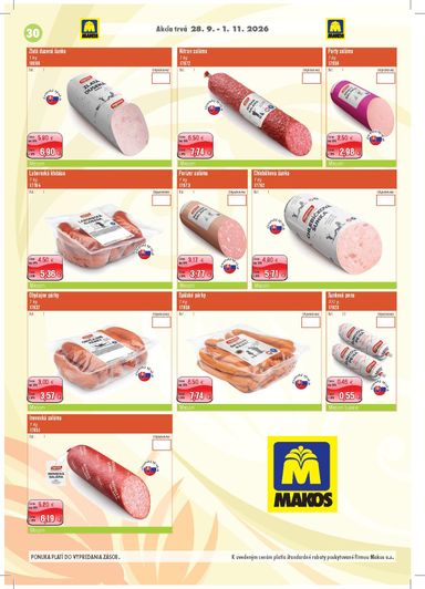 Leták Makos - Makos - Veľkoobchodný leták od 28.09. do 01.11. - strana 30