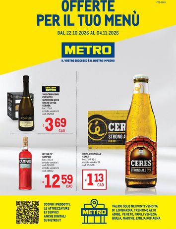 Volantino METRO - Metro - Lombardia, Trentino Alto Adige, Veneto, Friuli Venezia Giulia, Marche, Emilia Romagna valido dal 22/10 al 04/11 - pagina 1