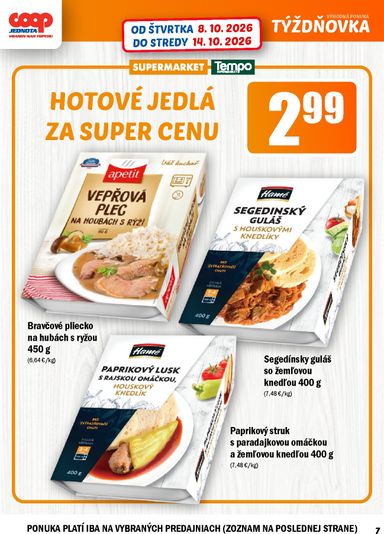 Leták COOP Jednota - COOP Jednota - Vranov nad Topľou od 08.10. do 14.10. - strana 7