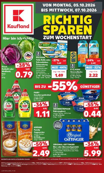 Prospekt Kaufland - Kaufland Německo - Richtig Sparen Zum Wochenstart gültig ab 05.10. bis 07.10. - seite 1