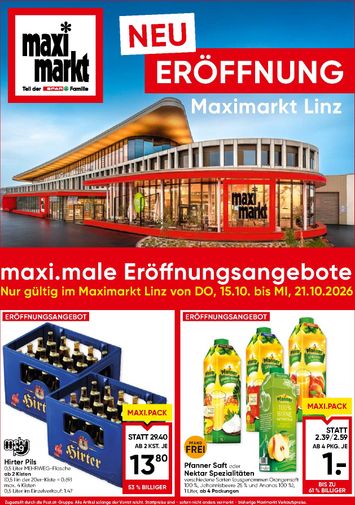 Maximarkt-Flugblatt - Maximarkt - Eröffnung Linz gültig ab 15.10. bis 21.10. - seite 1