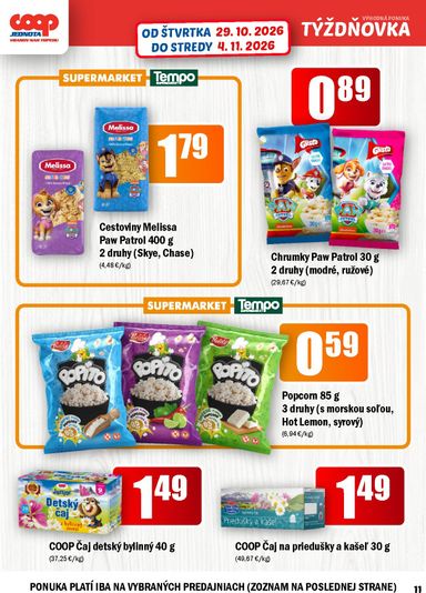 Leták COOP Jednota - COOP Jednota - Vranov nad Topľou od 29.10. do 04.11. - strana 11