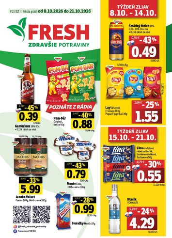 Leták FRESH - Fresh - Stredné a západné Slovensko od 08.10. do 21.10. - strana 1