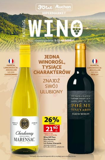 Leták Auchan Poľsko - Hipermarket Auchan Poľsko - Katalog Wino od 05.10. do 31.10. - strana 1