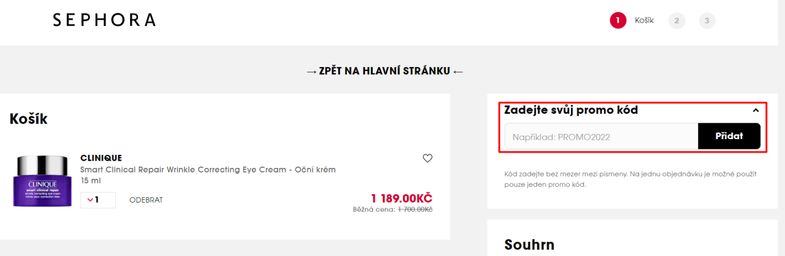 Slevov&yacute; k&oacute;d Sephora