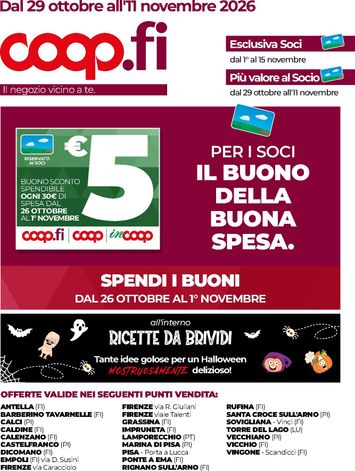 Volantino Coop Firenze - Coop Firenze - Vicino a Te valido dal 29/10 al 11/11 - pagina 1