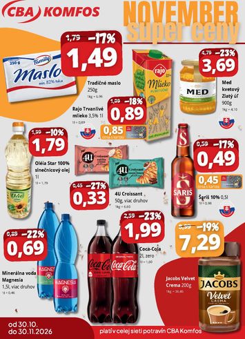 Leták CBA - CBA - Super ceny od 30.10. do 30.11. - strana 1