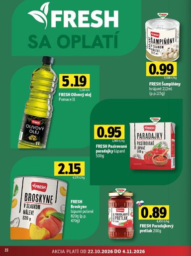 Leták FRESH - Fresh Východné Slovensko od 22.10. do 04.11. - strana 22