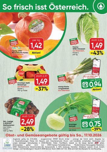 SPAR-Flugblatt - SPAR - Obst & Gemüse gültig ab 17.10. bis 21.10. - seite 1