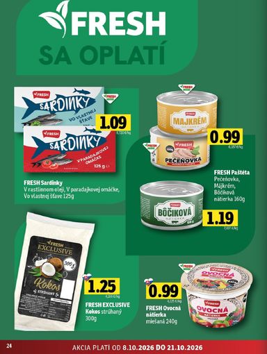 Leták FRESH - Fresh - Východné Slovensko od 08.10. do 21.10. - strana 24