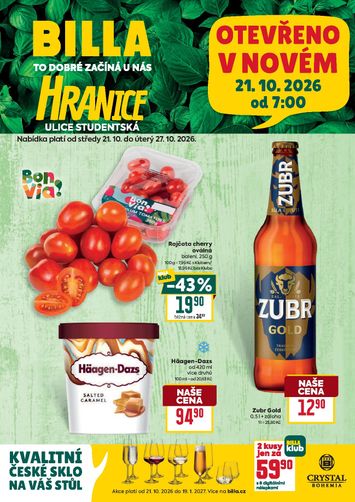 Leták Billa - Billa - Speciál: Hranice od 21.10. do 27.10. - strana 1