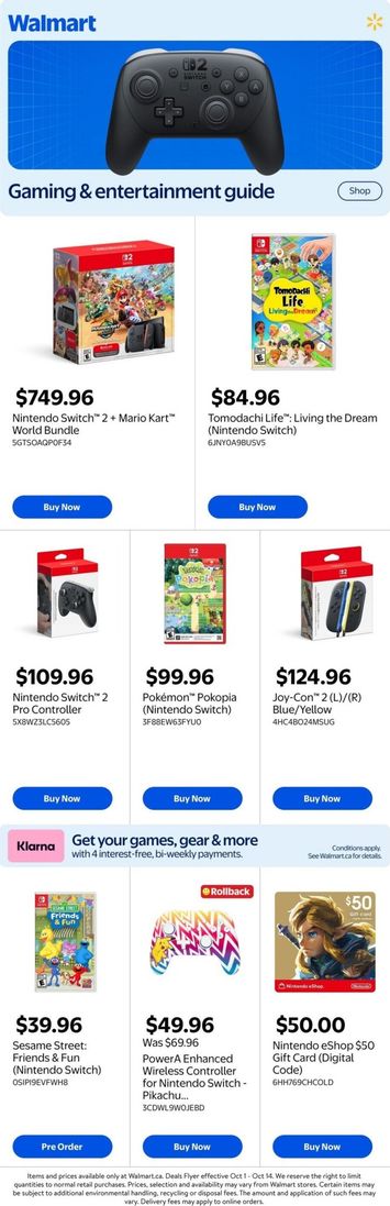 Flyer Walmart - Walmart - Gaming Guide valid since 10-01 until 10-14 - page 1