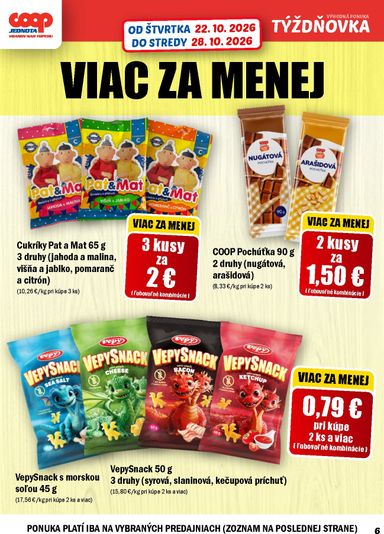 Leták COOP Jednota - COOP Jednota - Vranov nad Topľou od 22.10. do 28.10. - strana 6