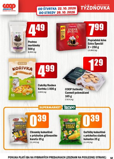 Leták COOP Jednota - COOP Jednota - Vranov nad Topľou od 22.10. do 28.10. - strana 12