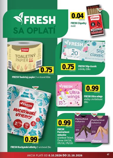 Leták FRESH - Fresh - Východné Slovensko od 08.10. do 21.10. - strana 47