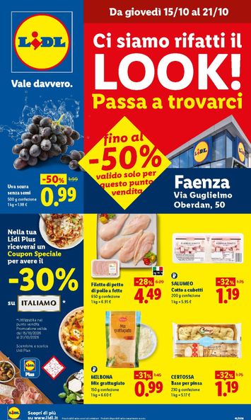 Volantino Lidl - Lidl - Ci siamo rifatti il look - Faenza valido dal 15/10 al 21/10 - pagina 1