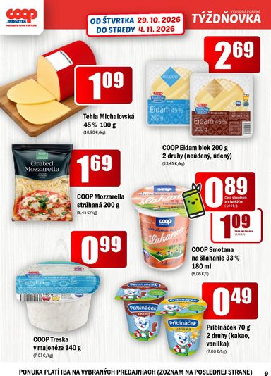 Leták COOP Jednota - COOP Jednota - Vranov nad Topľou od 29.10. do 04.11. - strana 9