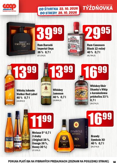 Leták COOP Jednota - COOP Jednota - Vranov nad Topľou od 22.10. do 28.10. - strana 18