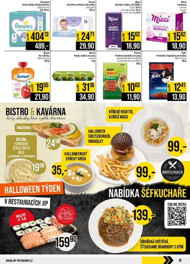 Leták JIP - JIP - Svět potravin - Brno, Ostrava - Hrabová, Praha - Bořanovice, Jilemnice, Karlovy Vary, Olomouc, Pardubice, Zlín, Polička od 28.10. do 03.11. - strana 19