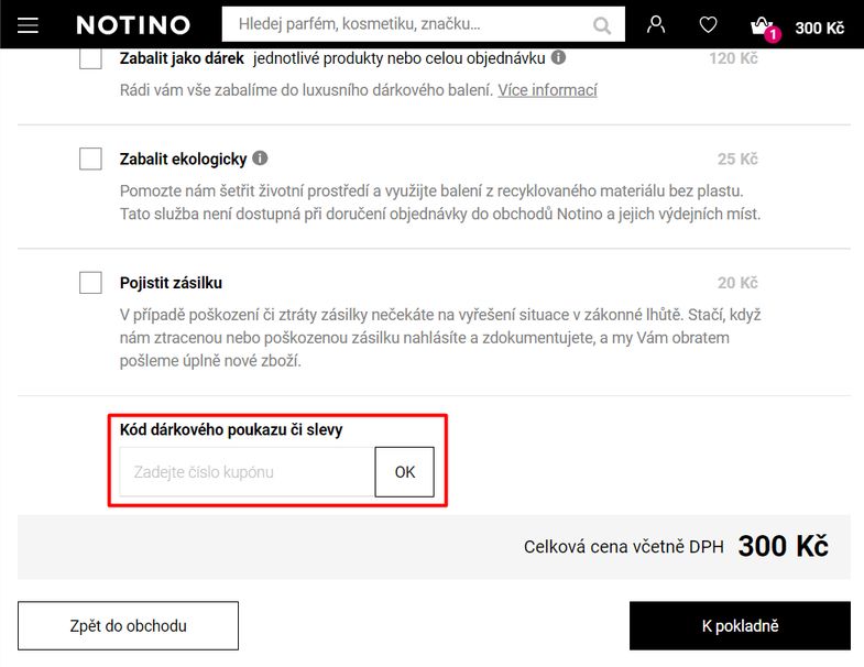 slevový kód Notino