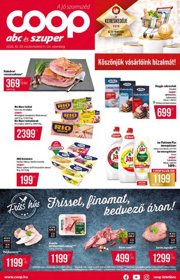 Akciós újság Coop - Coop - Abc-Szuper érvényes 10.29.-tól 11.04.-ig - 1 oldal