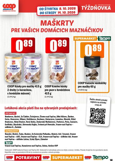 Leták COOP Jednota - COOP Jednota - Vranov nad Topľou od 08.10. do 14.10. - strana 18