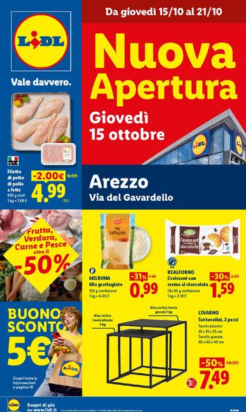 Volantino Lidl - Lidl - Nuova apertura Arezzo valido dal 15/10 al 21/10 - pagina 1