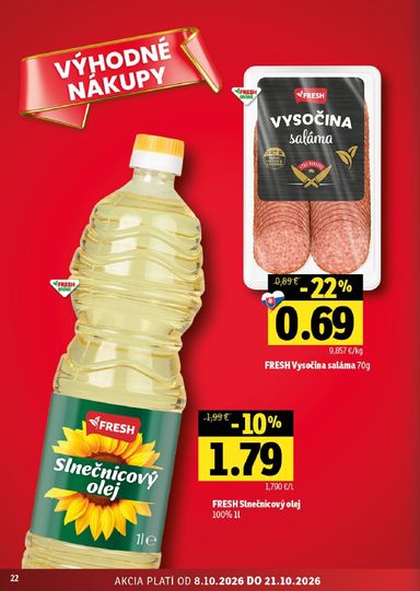 Leták FRESH - Fresh - Stredné a západné Slovensko od 08.10. do 21.10. - strana 22