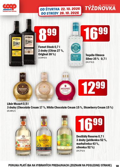 Leták COOP Jednota - COOP Jednota - Vranov nad Topľou od 22.10. do 28.10. - strana 19