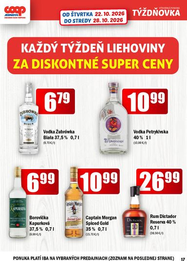 Leták COOP Jednota - COOP Jednota - Vranov nad Topľou od 22.10. do 28.10. - strana 17