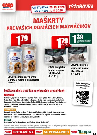 Leták COOP Jednota - COOP Jednota - Vranov nad Topľou od 29.10. do 04.11. - strana 20