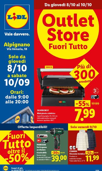 Volantino Lidl - Lidl - Outlet Store Alpignano valido dal 08/10 al 10/10 - pagina 1