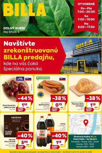 Leták Billa - Billa - Dolný Kubín, Na Sihoti 4 od 14.10. do 20.10. - strana 1