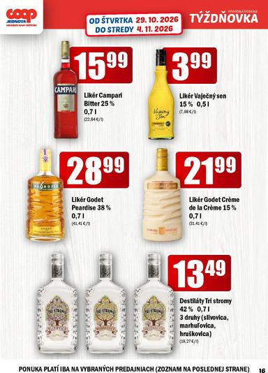Leták COOP Jednota - COOP Jednota - Vranov nad Topľou od 29.10. do 04.11. - strana 16