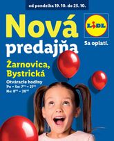Lidl - Nová predajňa v Žarnovici platný od pondelka 19.10.2026