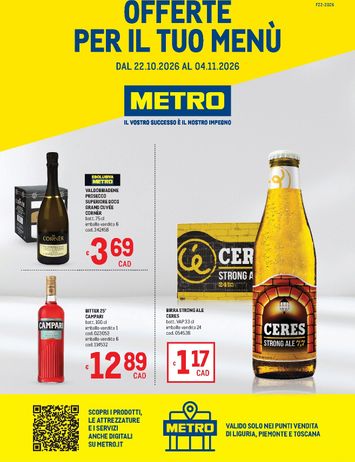 Volantino METRO - Metro - Liguria, Piemonte e Toscana valido dal 22/10 al 04/11 - pagina 1
