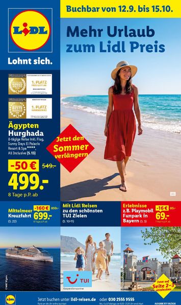 Prospekt Lidl - Lidl - Reise Highlights gültig ab 12.09. bis 15.10. - seite 1