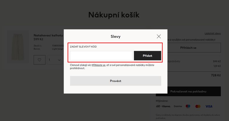 H&M slevov&yacute; k&oacute;d