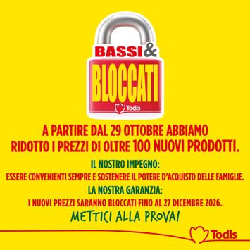 Volantino Todis - Todis - Volantino Bassi e Bloccati valido dal 29/10 al 27/12 - pagina 1