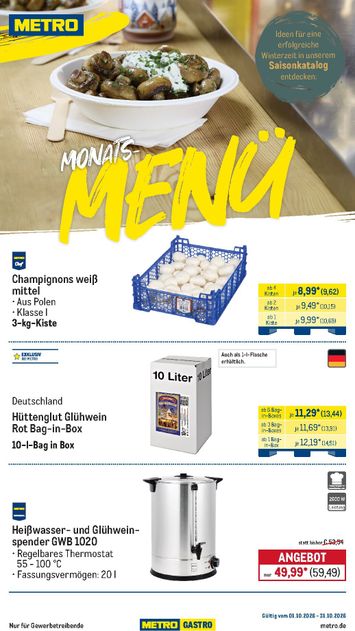 Prospekt METRO - Metro - Monats-Menü gültig ab 01.10. bis 31.10. - seite 1