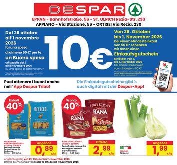 Volantino Despar - Despar - Eppan, Appiano valido dal 29/10 al 11/11 - pagina 1