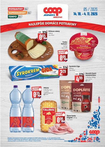 Leták COOP Jednota - COOP Jednota - Brezno od 14.10. do 04.11. - strana 1