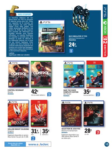 Catalogue E.Leclerc - E.Leclerc - Le guide jeu vidéo valable dès le 20/10 au 07/11 - page 15