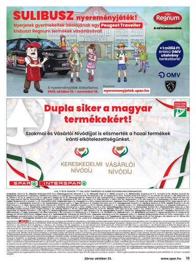 Akciós újság Spar - SPAR érvényes 10.22.-tól 10.28.-ig - 19 oldal