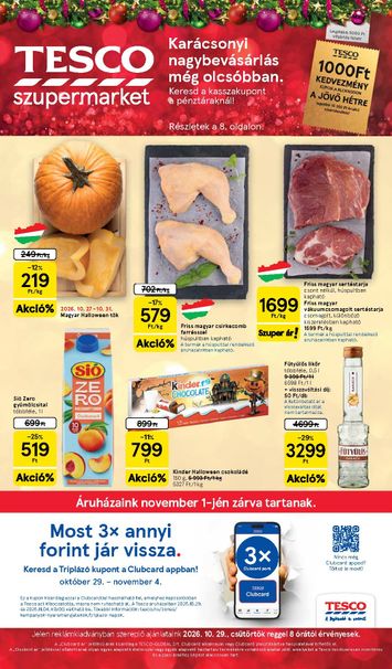 Akciós újság Tesco - Tesco szupermarket érvényes 10.29.-tól 11.04.-ig - 1 oldal